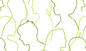green outlines of diverse people